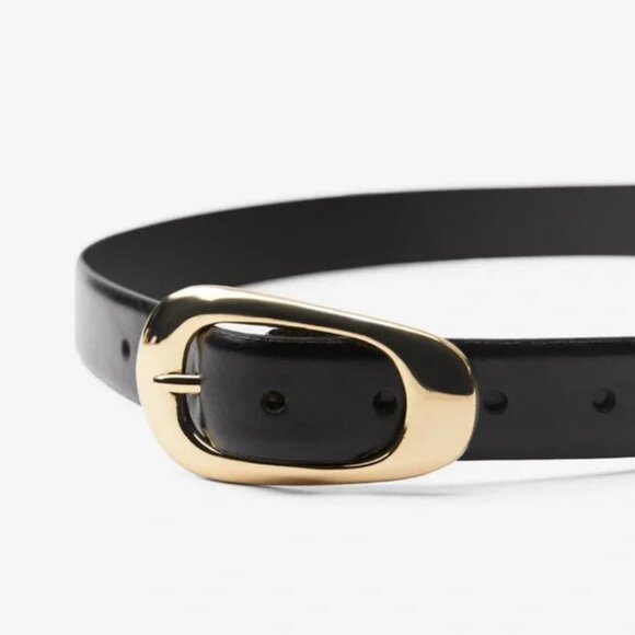 Zara Leather Belt with Gold Buckle